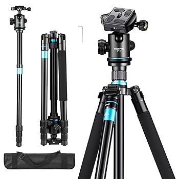 【中古】【未使用】SOONPHO SP30 カメラ三脚 159cm ビデオ三脚 軽量 スマホ三脚 コンパクト ４段階伸縮 一脚 可変式 360度回転 耐荷重8kg 25mmパイプ径 3Way雲台 マ