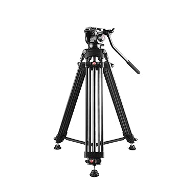【中古】PULUZ アルミニウム合金三脚 スタンド ジンバル付きカメラ三脚台3段階伸縮 油圧ダンピングPTZに適用可能 高さ調節：80-160cm マイクロシングル/