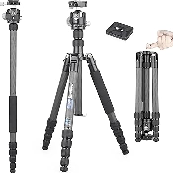 【中古】【未使用】INNOREL 62インチ 10層カーボンファイバーカメラ三脚一脚 360度低重力センターボールヘッド 1/4インチクイックシュープレート2枚 デジタル一眼レ