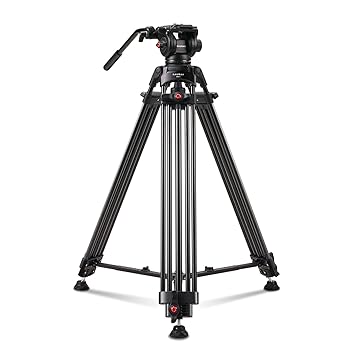 【中古】RAUBAY 180糎 職業的 高耐久 テレビカメラ 三脚架 フルードヘッド付き添い人 QR一皿 デジタル一眼二眼レフ写真機用 最大限度掛け目8kg アルミニウ