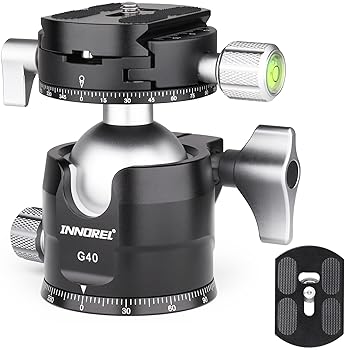【中古】【未使用】INNOREL 自由雲台 ボール雲台 低重心 耐荷重最大20kg ボールヘッド 直径 40mm CNC アルミ合金 三脚 一脚 一眼レフ 撮影 DSLR ビデオカメラ用 360
