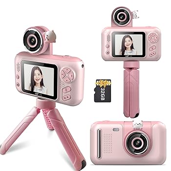 【中古】【未使用】キッズカメラ 三脚付き 子供用カメラ 小学生用 2.4 インチ デジタルカメラ 初心者 コンパクトカメラおもちゃ お子様へのプレゼント ビデオカメラ|AJIMURA-SHOP