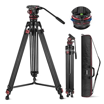 【中古】【未当て嵌める】NEEWER 189糎 労働者階級映像媒体三脚 フルード雲台付き添い人 全金属元素 高耐久 QR一皿 DJI RSジンバル 延性のあるな360°食麺麭\u0026+90°/-75°チルト 合わせる能力のあるなダンピ