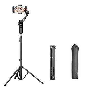【中古】AOCHUAN iPhone用三脚、収納バッグ付き67インチ三脚、1/4ネジインターフェース付きカメラ用三脚、DSLRカメラ/携帯電話/ジンバルスタビライザーと