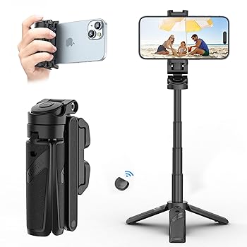 【中古】【未使用】Ulanzi JJ02 自撮り棒 多機能スマホグリップ 三脚【2024新開発 ・超ミニ】4段階伸縮 折りたたみ式 スマートフォンホルダー スマホ 三脚 リモコン