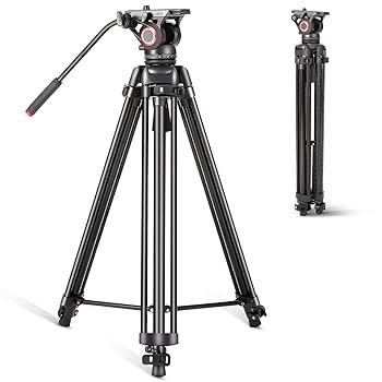 【中古】MILIBOO 軽量 三脚 カメラ三脚 プロ ビデオ雲台 三脚 自重3.1kg 高さ調節76-165cm レバーロック 3ポジション伸縮式 左右ハンドルサポート 携帯