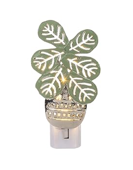 【中古】Ganz Fiddle Leaf Fig 植物ナイトライト 亜鉛合金 幅3.75インチ 奥行2インチ 高さ4.50インチ マルチカラー