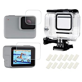 【中古】D\u0026F 雨合羽ハウジング入れもの HERO7 White \u0026 Hero 7 Silver用 30M水中第八芸術防御すること貝殼 スクリーンプロテクターフィルムと曇り止めインサートアクセサ