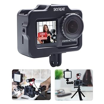 【中古】【未当て嵌める】Skyreat Osmo Action Vlog 伏せ籠 軽銀アロイビデオカメラフレームマウントハウジングケース 保護すること外殻押しかぶせる コールドシュー1個 \u0026 1/4イ