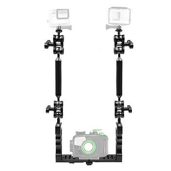 【中古】【未使用】PULUZ 水中トレイ 水中撮影9in1キット デュアルハンドルアルミニウムトレイスタビライザー、4 xアルミ合金ボールクランプ&2 x 7インチフロート|AJIMURA-SHOP