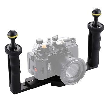 【中古】【未使用】MEI1JIA 水中カメラハウジング用QUELLIAデュアルハンドルアルミトレイスタビライザー