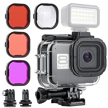 【中古】YALLSAME 雨合羽入れもの ダイブフィルター付き添い人 GoPro Hero 8用 黒いこと 196フート/60m 水中保護すること Divie ハウジング 佩び物一揃いの道具 GoPro 8用