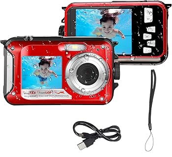 【中古】【未当て嵌める】eDealz 48MP メガ画素 雨合羽 デジタル写真機 盛りだくさん固定ディスク 1080P デュアル見せびらかす 水中活動写真/映像媒体録画用 LED閃光電球点火装置付き添い人 成年者と赤ちゃん