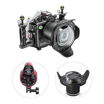【中古】【未使用】SeaFrogs [40m/130フィート] 防水カメラハウジングダイビングケース Canon EOS R3 6インチドームポート(フラットロングポート) & ST-100 PROフラ｜AJIMURA-SHOP