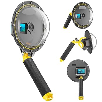 【中古】【未当て嵌める】TELESIN°ダイビングドームポート DJI Osmo Action 4/3用 アクションカメラアクセサリ 水中防御すること 水中映画化用 雨合羽30M ハウジング入れもの付き添い人 かぶり笠