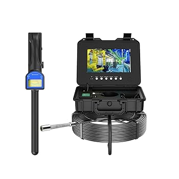 【中古】512Hzロケーター付き10.1インチ下水道カメラ、DVR機能付きパイプライン検査カメラ、配管工、住宅所有者向けの工業用パイプボアスコープ,60M｜AJIMURA-SHOP
