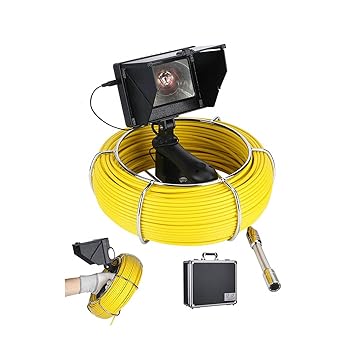 【中古】下水道カメラ、4.3インチパイプ検査カメラ、17mm 145°カメラIP68防水ボアスコープ、LEDライト8個付き、産業排水内視鏡,40M