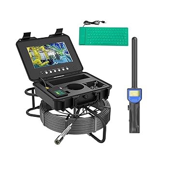 【中古】【未使用】512Hzロケーター付き10.1インチパイプライン検査カメラ、DVR機能付き下水道カメラ、メーターカウンターおよびキーボード機能、工業用パイプボア