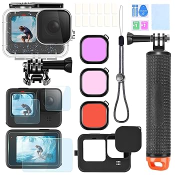 【中古】OctinPris Gopro Hero 12 11 10 9用付属品一揃いの道具 雨合羽ハウジング入れもの 水中アイスクリームソーダ手持ち部分 シリコンスリーブレンズキャップ 強化因子瑠璃