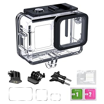 【中古】Insta 360 Acepro用防水ケース、物理硬化ガラス&アルミニウム合金フレーム付き水中ダイビングケース、60m/197/フィートまでの防水性、2つのマウ