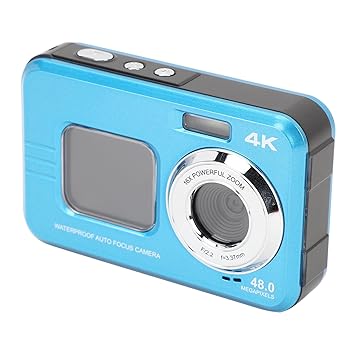 【中古】【未使用】48MP 4K 水中カメラ、オートフォーカス防水自撮りカメラ、フロント＆バックスクリーン付き 11 フィート防水カメラ、シュノーケリング、屋外用 (B