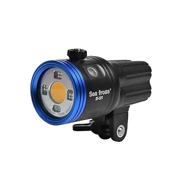 【中古】【未使用】水中および屋外撮影ビデオライト、18650バッテリー付き、7つのライトモード、ダイビングやアウトドアアクティビティ用の耐久性のあるPC素材。