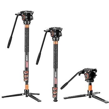 【中古】Cayer FP34 足付き一脚 71インチ アルミニウム 伸縮式カメラ 一脚 流体ヘッドと3脚の三脚ベース デジタル一眼レフビデオカメラ ビデオカメラ用｜AJIMURA-SHOP