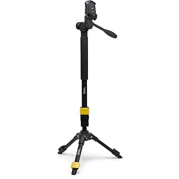 【中古】ナショナルジオグラフィック 3インチ1 自立脚付き添い人一脚 黒いこと [独立独歩式 4段 3WAY雲台 軽銀] NGPM002