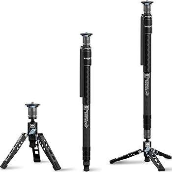 【中古】【未使用】SIRUI SVM-145 カーボンファイバー一脚 フィート付き、57インチプロフェッショナルカメラ一脚、ワンステップ急速高さ調整、DSLRカメラ用軽量トラ