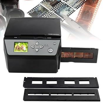 【中古】フィルムスライドスキャナー、固定ディスク 22MP写真フィルムスキャナ、2.4inLCDスクリーンフォトスキャナー、135写真フィルム、35粍横すべり、110写真フィルム、