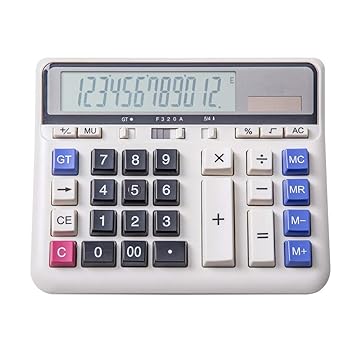 【中古】【未使用】デスクトップ電卓 財政および銀行人員の白のための二重力コンピュータボタンの計算機12ビット大画面の横の計算機 正確な計算|AJIMURA-SHOP