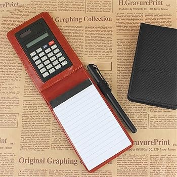 【中古】【未使用】電卓 オフィスや学校で使用する電卓クリエイティブPUレザーダイアリーA7プランナー多機能ポケットミニノート 電子デスクトップ電卓 (色 : 褐色,|AJIMURA-SHOP