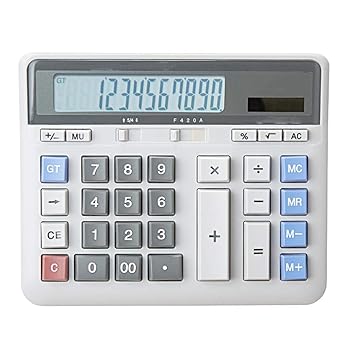 【中古】電卓 クラシックコンピュータボタンソーラーデュアルパワーデスクトップ電卓計算 卓上計算機 (Color : Gray, Size : 19.2x15.8cm)|AJIMURA-SHOP