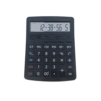 【中古】デスクトップ電卓 12桁の電卓電子パーペチュアルカレンダーアラーム日付時刻表示、ボイス時間 オフィス電卓 (色 : Black, Size : 19.1x14.4cm)|AJIMURA-SHOP