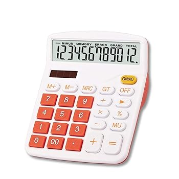 【中古】【未使用】電卓 電卓デスクトップソーラーデュアルパワーABSプラスチック製12ビット・ディスプレイの色電卓 ビジネス電卓 (色 : Orange, Size : 14.8x11.9c｜AJIMURA-SHOP