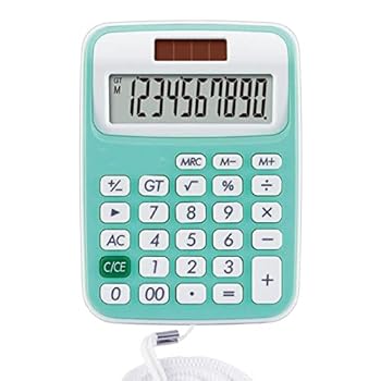 【中古】電卓 10桁表示 ソーラー電卓 デュアルパワー電卓 ロープで持ち運び簡単 学生試験用電卓 (Color : Green)｜AJIMURA-SHOP