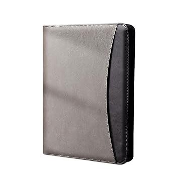 【中古】【未当て嵌める】否ブランド名品 商行為多役立つことゼムクリップ計算器 A4 フォルダ革セールスマネージャークリップフォルダー製 PU 売り買いゼムクリップ, 薄墨色のファスナー 日用品雑貨・文房具・手芸-その他