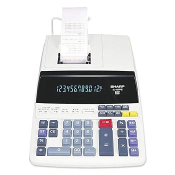 【中古】【未使用】Sharp EL1197PIII 2色印刷デスクトップ電卓 ブラック/レッドプリント 4.5行/秒