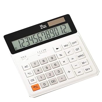 【中古】【未使用】学校ホームオフィス用大型液晶ディスプレイデュアルパワー12桁電卓大きなボタン太陽デスクトップ電卓 (色 : 白, サイズ : Free size)|AJIMURA-SHOP