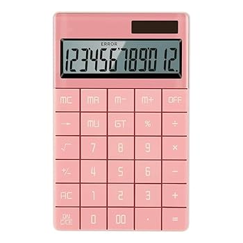 【中古】電卓 デスクトップ電卓大型LCDスクリーン電卓ソーラー/電池式の電卓 事務用品 学校 小売店 仕事用 (Color : Pink, Size : One size)