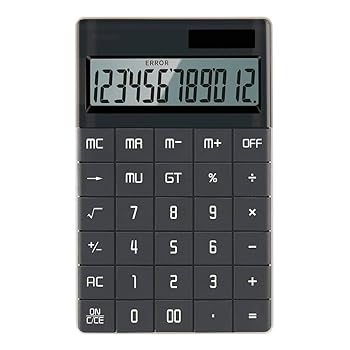 【中古】計算機 デスクトップ電卓大型LCDスクリーン電卓ソーラー/電池式の電卓 事務用品 オフィス用品 仕事用 (Color : Black, Size : One size)
