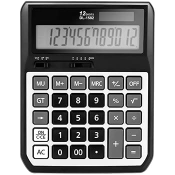 【中古】【未使用】電卓 オフィスや学校で使用する電卓12桁のデュアルパワーバッテリーとソーラーパネルのメタル自動 ビジネス電卓 (色 : Black, Size : One size)