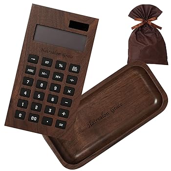 【中古】きざむ 名入れ 木製計算器 ＆ 木製現ナマ御盆 仕掛ける カルトン 差し上げ物 差し上げ物 (赤銅色)