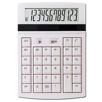 【中古】【未使用】実務電卓 電卓デスクトップオフィスコンピュータの大画面コンパクトポータブルソーラーのデュアルパワーサプライ (色 : White, Size : 19.4x14cm｜AJIMURA-SHOP