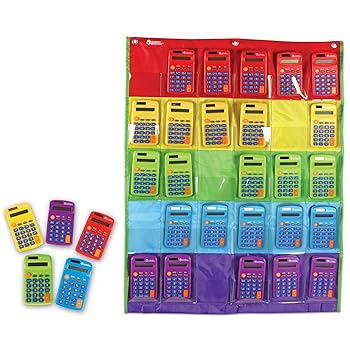【中古】【未使用】Learning Resources レインボー電卓\u0026ストレージチャート 30個セット 教室電卓 対象年齢3歳以上