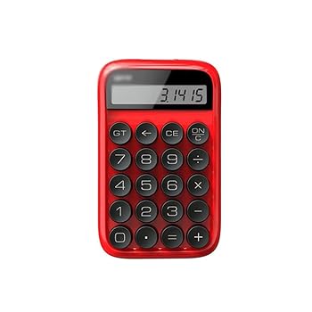 【中古】電子電卓 ミニ電卓ポータブルかわいい電卓10桁学生学校に適した大きな表示 電子計算機 (Color : Red)