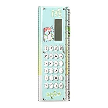 【中古】ミニ電卓 ポータブルポケット電卓 8桁 手持ち電卓 基本電卓 大型ディスプレイ画面付き 2イン1 定規電卓 学生 子供 学校 ホーム オフィス 文房具