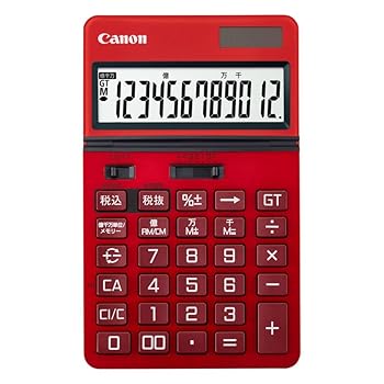 【中古】【未使用】キヤノン ビジネス電卓 バーニングレッド KS-1250TUV-RD 【まとめ買い3個セット】