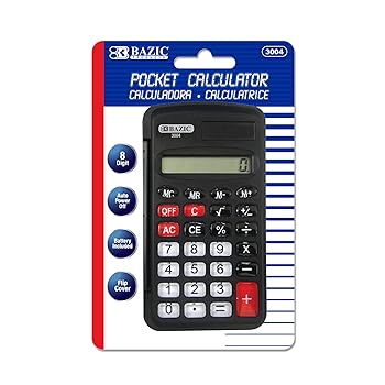 【中古】Bazic 8桁 ポケットサイズ電卓 フリップカバー付き (144個入りケース)|AJIMURA-SHOP