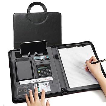 【中古】【未使用】ATNCKS ファスナー付きレザー 防水 ポータブル Pu ビジネス会議フォルダー 電卓ノートブックオーガナイザー付き(カラー : D) (C)｜AJIMURA-SHOP